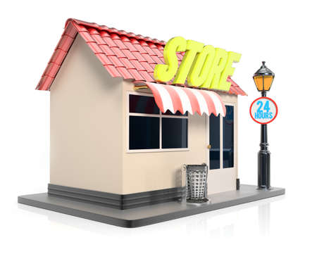 Store building isolated on white background. 3d renderの写真素材