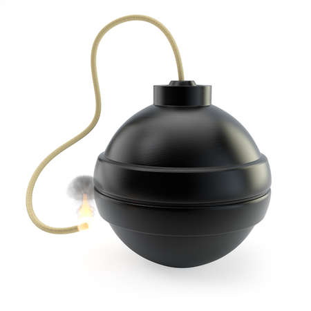 Bomb with burning fuse isolated on white background. 3d render