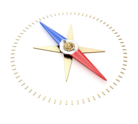 Compass needle isolated on white background. 3d renderの写真素材