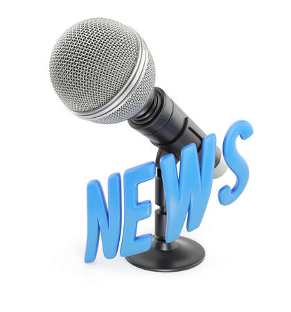 Microphone. News concept on white background. 3d renderの写真素材