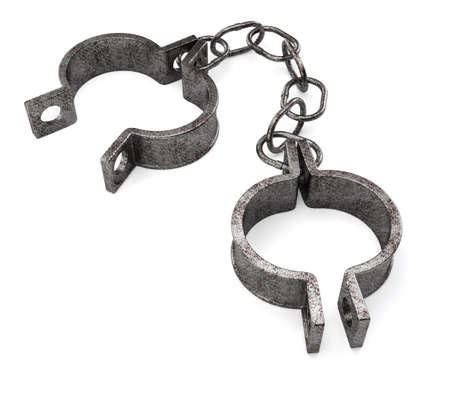 Old rusty shackles isolated on white. 3d render