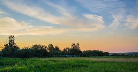 Landscape sunset in the countryside in the fieldの写真素材