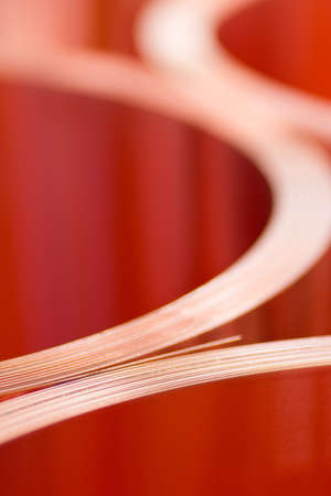 Ð¡loseup of copper sheets in rollsの写真素材