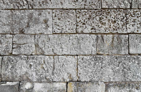 Close up of old stone masonry gray colorの写真素材