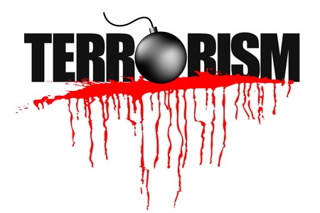 illustration of terrorism headline with blood stainのイラスト素材