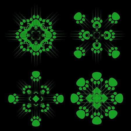 green abstract techno pattern on blackのイラスト素材