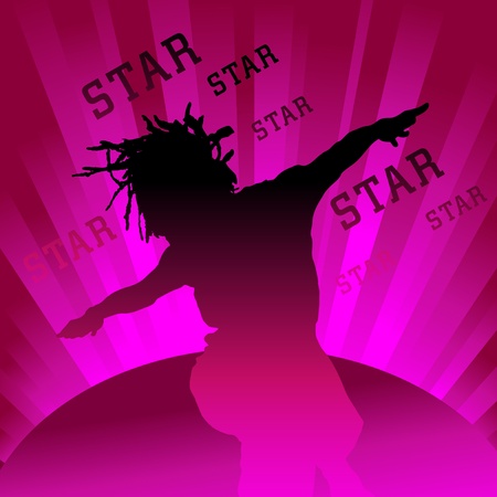silhouette of dancing figure on shining backgroundのイラスト素材