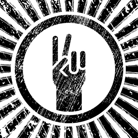 black and white grunge victory sign のイラスト素材