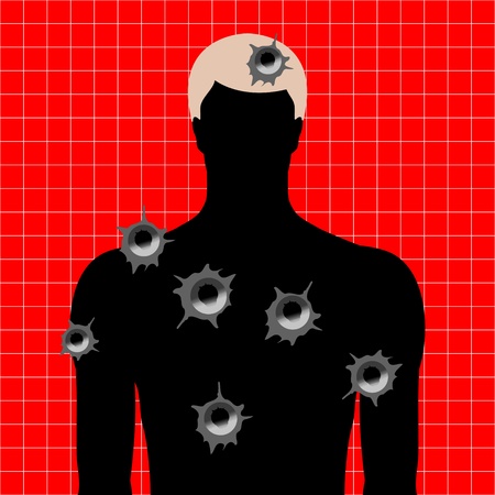 human target with bullet holesのイラスト素材