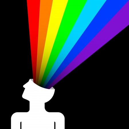state of happiness with rainbow out of headのイラスト素材