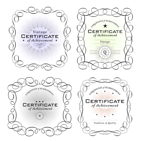 various certificate templates on white backgroundのイラスト素材