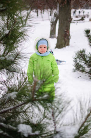 The child on snowの写真素材