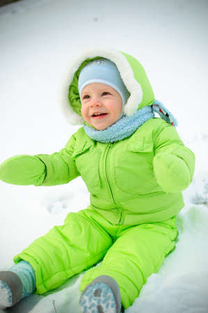 The child on snowの写真素材
