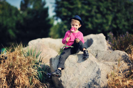 The child with a roseの写真素材