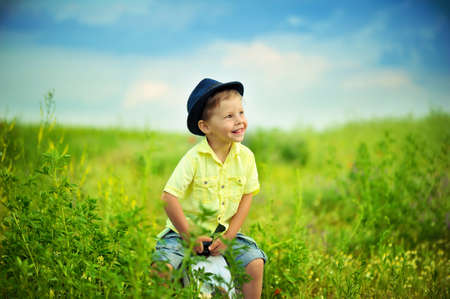 Walk on a meadowの写真素材