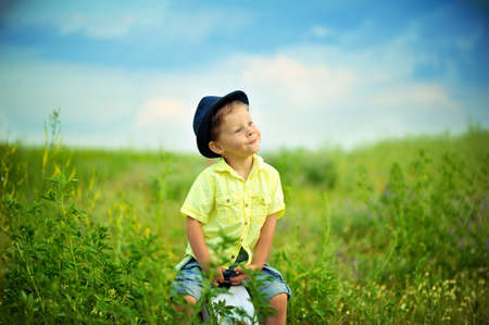 Walk on a meadowの写真素材