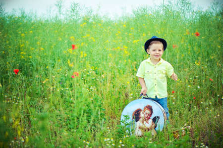 Walk on a meadowの写真素材
