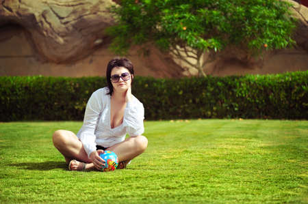 The girl in parkの写真素材