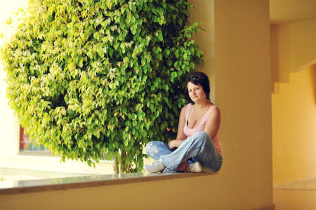 The girl in parkの写真素材