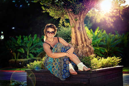 The girl in parkの写真素材