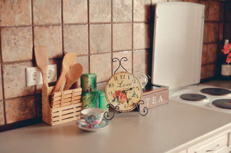 on a kitchen table beautiful hoursの写真素材