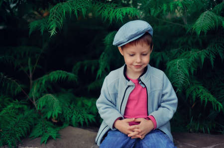the boy in a capの写真素材