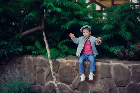the boy in a capの写真素材