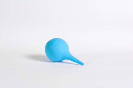 on a white background the blue enema liesの写真素材