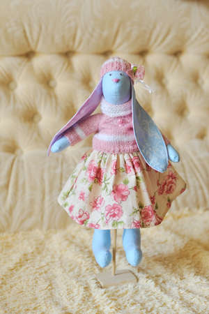 doll a tilde hare in a pink dressの写真素材