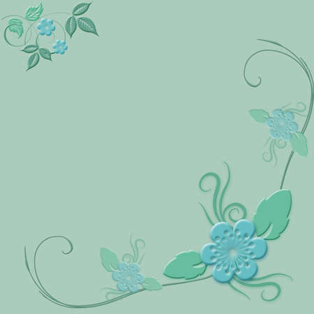 on azure floral arrangement at the cornersの写真素材