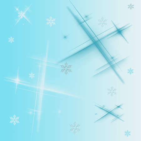 Blue abstract background with different snowflakesの写真素材