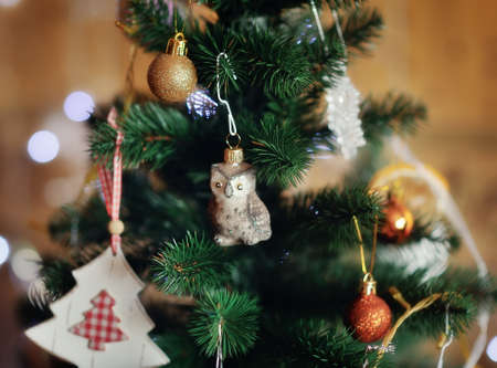 The New Year tree is decorated by toys the made handsの写真素材