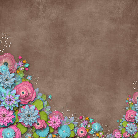 Vintage background with stamp-frame and flowers for congratulations and invitationsの写真素材