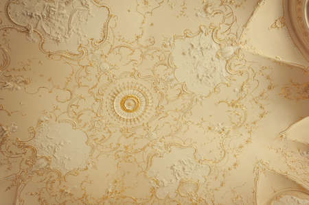 ceiling light with beautiful ornaments and moldingsの写真素材