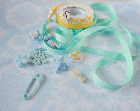 gentle tape on a reel, and various accessories for handmadeの写真素材