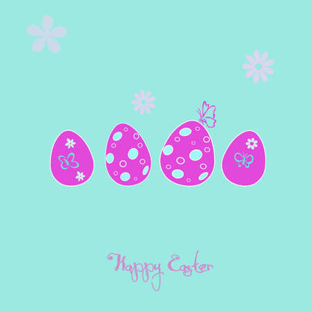 Easter card colored eggs and place for writingの写真素材
