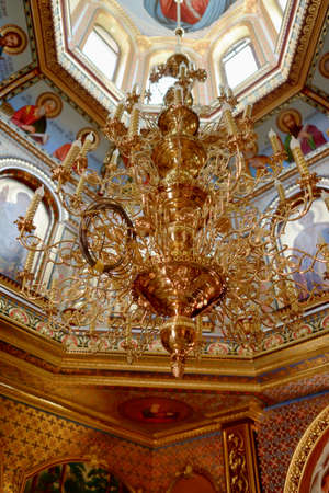 dome of the church and images of saints and big beautiful chandelierのeditorial素材
