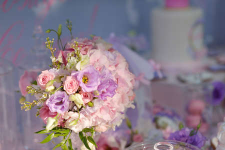 on a gentle background is very beautiful and delicate bouquet of flowersの写真素材