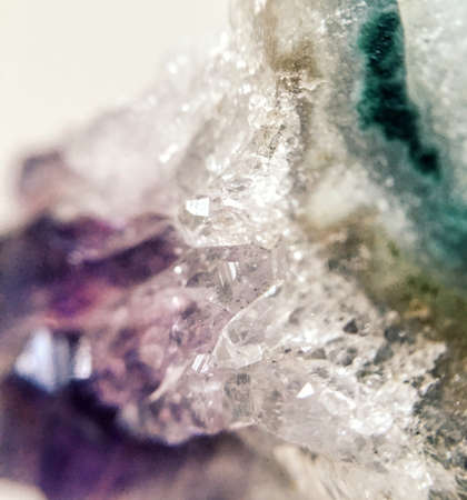 Crystal Stone macro mineral, purple rough amethyst quartz crystalsの写真素材