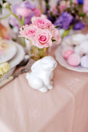 white porcelain rabbitの写真素材