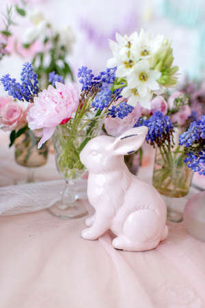 white porcelain rabbitの写真素材