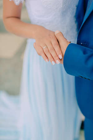 man with a girl in a wedding dressの写真素材