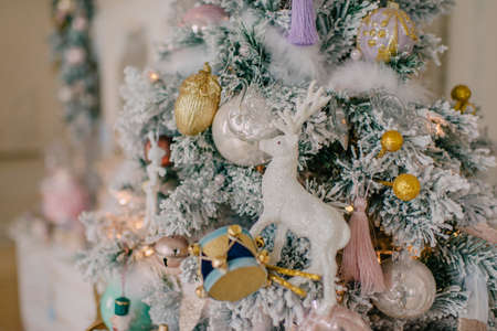 New Year's decorative table decorated in the style of the nutcrackerの写真素材
