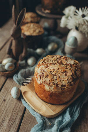 traditional fresh baked goods for easter in rustic style
