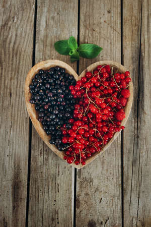 berries red and black currant, on a black backgroundの写真素材