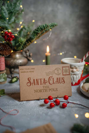 New Year and Christmas decor in vintage styleの写真素材