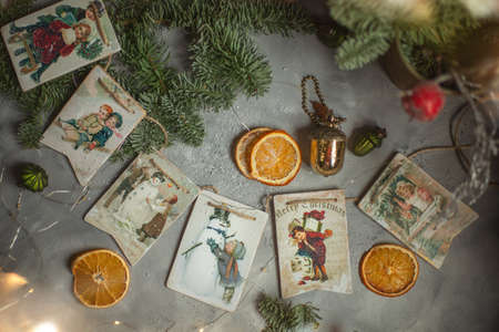 New Year and Christmas decor in vintage style