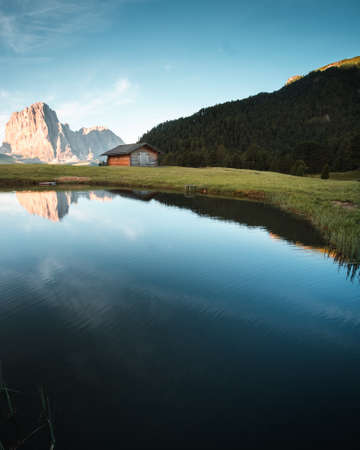 A Small Lake in the Dolomites, Secedaの写真素材