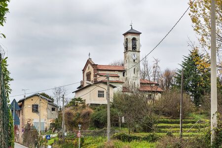 Osmate Church (parish church Saints Cosmas and Damian) of the sixteenth century, near lake Monate, the province of Varese, Italyの写真素材