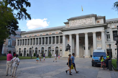 Street View of Entrance of Prado Museum in Madrid, Spain